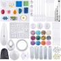 Augshy 98 Pieces Silicone Casting Resin Jewelry Molds and Tools Set with a Black Storage Bag for DIY Jewelry Craft Making