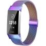 MioHHR Metal Bands Compatible with Fitbit Charge 3 / Charge 4 Bands for Women Men, Breathable Stainless Steel Replacement Wristband Accessories for Charge 3 SE Fitness Activity Tracker, Colorful