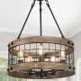 LALUZ Farmhouse Chandelier for Dining Room, 5-Light Rustic Chandelier for Kitchen Island, Entryway