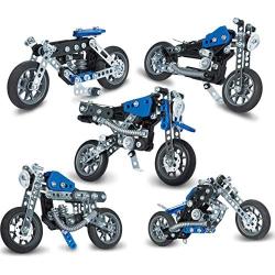 Meccano Erector, 5 in 1 Model Building Set - Motorcycles, 174 Pieces, for Ages 8 and up, STEM Construction Education Toy