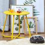 Grand patio Round Metal Side/End Table, Steel Patio Coffee Table for Bistro, Porch, Weather Resistant Outside Table Small (Yellow)