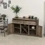 HOMCOM Wooden Farmhouse Sideboard Storage Buffet Cabinet with 2 Large Drawers, X-Shaped Wine Rack, and Cabinets, Grey HOMCOM Wooden Farmhouse Sideboard Storage Buffet Cabinet with 2 Large Drawers, X-Shaped Wine Rack, and Cabinets, Grey