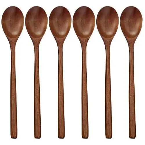 Wooden Spoons, 6 Pieces 9 Inch Wood Soup Spoons for Eating Mixing Stirring, Long Handle Spoon with Japanese Style Kitchen Utensil, ADLORYEA Eco Friendly Table Spoon Wooden Spoons, 6 Pieces 9 Inch Wood Soup Spoons for Eating Mixing Stirring, Long Handle Spoon with Japanese Style Kitchen Utensil, ADLORYEA Eco Friendly Table Spoon