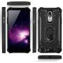 TJS Phone Case Compatible with LG K40/K12 Plus/X4/Solo LTE/Harmony 3/Xpression Plus 2 [Full Coverage Tempered Glass Screen Protector] Aluminum Ring Magnetic Support Built-in Metal Plate Back (Green)