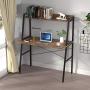 Its_Organized Ladder Computer Desk, 43 inch Computer Desk, Modern Writing Table with Bookshelf, PC Laptop Workstation with Metal Frame,Study Shelf Desk for Home Office (Archaize Brown)