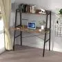 Its_Organized Ladder Computer Desk, 43 inch Computer Desk, Modern Writing Table with Bookshelf, PC Laptop Workstation with Metal Frame,Study Shelf Desk for Home Office (Archaize Brown)