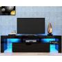 HOVNEE TV Stand Entertainment Center with 20 LED Color Effects, Living Room Console Table Storage Cabinet Television Stands for 65 inch TVs, Black