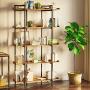 Rolanstar Bookshelf Bookcase, 5-Tier 6 Foot Etagere Bookshelf, Metal and Wood Industrial Bookshelf, Free Standing Open Storage Display Shelves Organizer
