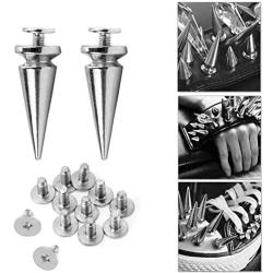 Spikes Studs 20PCS Silver Metal Clothing Rivets Cone 10x29MM Spikes Punk Screw Back Spots Metallic Bullet for DIY Leather Crafts