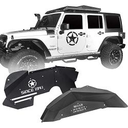 Hooke Road Wrangler JK Inner Fender Liners Front & Rear Kit Compatible with Jeep Wrangler JK & Unlimited 2007-2018 2/4 Doors