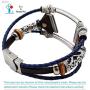 Smatiful Versa 3 Cute Bands with Stainless Steal Connector for Slim Male, Adjustable Replacement Watch Band Compatible with for Fitbit Sense & Versa 3, Grey Dark Blue