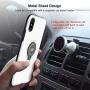 DESOF iPhone X Case, iPhone 10 Case with Ring Holder Kickstand, 360°Adjustable Ring Grip Stand Work with Magnetic Car Mount Anti-Fingerprint Slim Cover for Apple iPhone X (2017) 5.8 inch - White