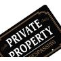 HISVISION Private Property No Trespassing Sign with Metal Stakes, 12'' x 8'' Heavy Duty Aluminum Reflective No Trespassing Sign for Lawn House Yard