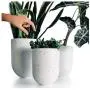 AUBURY White Indoor Plant Pots - Set of 3 Pots for Plants with Drainage Holes, Sturdy Yet Lightweight for Easy Moving, Modern Flower Pots for Indoor Gardens, Succulent Planters or Hanging Planters