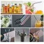 Reusable Metal Straws with Silicone Travel Case Cleaning Brush Long Stainless Steel Straws Bent Drinking Straw for 20 and 30 oz Tumbler diameter 0.24 inch (rainbow)