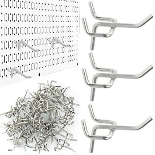 100 Pack 2 inch Metal Pegboard Hooks fits 1/8 or 1/4 inch Pegboard and Slatwall Holes, 1/8 inch Diameter PEG Board Pegboard Shelving Hooks for Garage, Kitchen, Craft Shop, Retail Shop, Office 100 Pack 2 inch Metal Pegboard Hooks fits 1/8 or 1/4 inch Pegboard and Slatwall Holes, 1/8 inch Diameter PEG Board Pegboard Shelving Hooks for Garage, Kitchen, Craft Shop, Retail Shop, Office