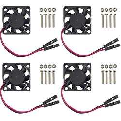 Easycargo Raspberry Pi 4 Fan 30x30x7mm, Raspberry Pi Cooling Fan Brushless 3.3V 5V DC Quiet Fan for Raspberry Pi 4B, Pi 3B+, RetroFlag NESPI Case (30mmx30mmx7mm) (Black 4-Set)