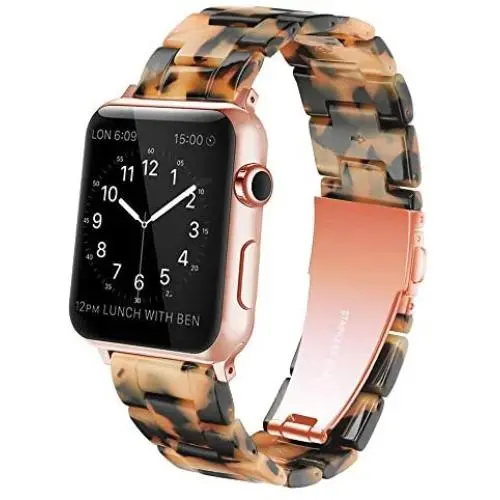 YGTIECS Resin Apple Watch Band Compatible with Apple Watch 42mm/44mm, top Resin Combine with Stainless Steel Connector for iwatch Band Series 6 5 4 3 2 1 for Women and Men-Brown Tortoise YGTIECS Resin Apple Watch Band Compatible with Apple Watch 42mm/44mm, top Resin Combine with Stainless Steel Connector for iwatch Band Series 6 5 4 3 2 1 for Women and Men-Brown Tortoise