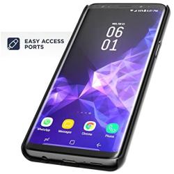 Encased Galaxy S9 Plus Belt Case with Kickstand and Holster Clip, Ultra Thin Slimline Combo Shell Cover with Durable Metal Stand for Samsung S9+ (Smooth Black)