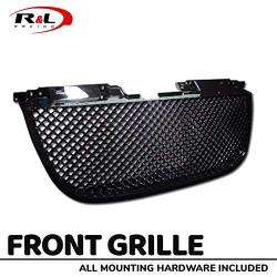 R&L Racing Black Finished Front Grill Sport Mesh Hood Bumper Grille Cover Compatible With 2007-2012 for GMC Yukon/Yukon XL/Yukon Denali/Yukon XL Denali