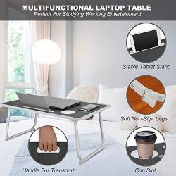 Laptop Bed Tray Table with Handle Folding Laptop Desk Laptop Bed desk Stand Standing Table with Foldable Legs Couch Table Bed Desk Reading Stand Foldable Lap Table for Sofa Couch Floor (Black)