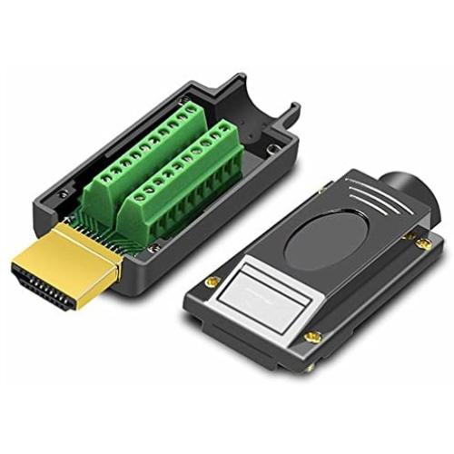 Oiyagai 2pcs HDMI Adapter Signals Terminal Breakout Metal Cover Terminal Breakout Board Connector Solderless Free Welding Adaptor (Black)