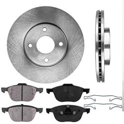 CRK13348 FRONT 278 mm Premium OE 4 Lug [2] Brake Disc Rotors + [4] Ceramic Brake Pads + Clips