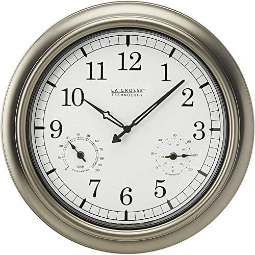 La Crosse Technology WT-3181P Metal Clock, 18 Inch, Pewter