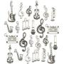 Sailanzi 100g(60pcs) Craft Supplies Antique Silver Instrument Music Notes Charms Pendants for Jewelry Making Crafting Findings Accessory for DIY Necklace Bracelet Earrings SM99