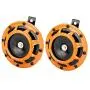 Novelbee 12V 110db Electric Super Horn with Bracket,High Tone and Low Tone Metal Twin Horn Kit for Boat,Car,Truck,Motorcycle (Orange)