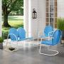 Crosley Furniture Griffith 3-Piece Metal Outdoor Conversation Set with Loveseat and 2 Chairs - Sky Blue
