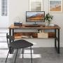 IRONCK Computer Desk 55'' with Bookshelf, Office Desk, Writing Desk, Wood and Metal Frame, Industrial Style, Study Table Workstation for Home Office Furniture