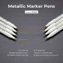 Metallic Markers Glitter Paint Pen Fine Tip, Ohuhu Set of 10 Premium Window Marker for DIY Card Making, Coloring Books, Scrapbook Photo Album, Rock Art, Glass Valentines Day Back To School Gift