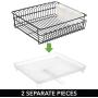 mDesign Large Metal Kitchen Countertop, Sink Dish Drying Rack - Removable Plastic Cutlery Tray, Drainboard with Adjustable Swivel Spout - 3 Pieces - Black Wire/Clear Frost