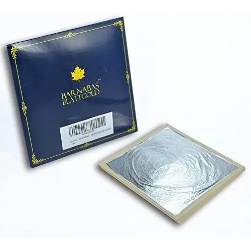 Genuine Silver Leaf Sheets - by Barnabas Blattgold - 4.4 inches - 100 Sheets - Loose Leaf Interleaf Genuine Silver Leaf Sheets - by Barnabas Blattgold - 4.4 inches - 100 Sheets - Loose Leaf Interleaf