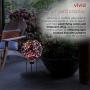 Alpine Corporation Outdoor Solar Powered Pink Glass Mosaic Gazing Globe with LED Lights and Metal Stand, Violet