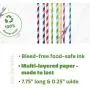 Paper Drinking Straws [200 Pack] 100% Biodegradable - Assorted Colors
