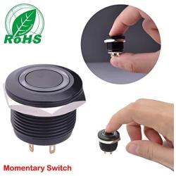 Ulincos Momentary Pushbutton Switch U19D1 1NO SPST Black Metal Shell with Green LED Ring Suitable for 19mm 3/4'' Mounting Hole Pack with a Resistor (Green)