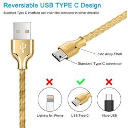 USB Type C Cable,Fantany Durable Metal USB A to C Charging Cable&Sync Compatible with Galaxy S10,S9,S9+,S8,S8+,Note 8,9,LG V40,50 G7,8, Pixel 2,3,HTC 10,Nexus 5X/6P, 3.3Feet,1Pack (Gold, 3.3ft)