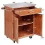 Giantex Wood Kitchen Trolley Cart Rolling Kitchen Island Cart with Stainless Steel Top Storage Cabinet Drawer and Towel Rack Giantex Wood Kitchen Trolley Cart Rolling Kitchen Island Cart with Stainless Steel Top Storage Cabinet Drawer and Towel Rack