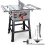 TACKLIFE Table Saw 10 Inch, 15-Amp 24T Blade 4800 RPM 45ºBevel Cutting With Pusher, Extended Desktop, Rip Fence, Miter Gauge, Heavy-Duty Metal Stand - MTS01A