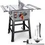TACKLIFE Table Saw 10 Inch, 15-Amp 24T Blade 4800 RPM 45ºBevel Cutting With Pusher, Extended Desktop, Rip Fence, Miter Gauge, Heavy-Duty Metal Stand - MTS01A