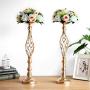 2 Pcs Versatile Metal Flower Arrangement & Candle Holder Stand Set for Wedding Party Dinner Centerpiece Event Restaurant Hotel Decoration (Gold, 2 x L)