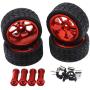 F Fityle 4Pieces RC Car Tires Accessory Spare Parts Wheels for Wltoys 1/14 Scale 144001 A959 A949 A969 RC Car - Red