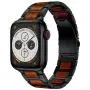 LDFAS Compatible for Apple Watch Band 44mm 42mm, Natural Wood Red Sandalwood Stainless Steel Metal Strap for iWatch Bands Compatible for Apple Watch SE, Apple Watch Series 6/5/4/3, Black