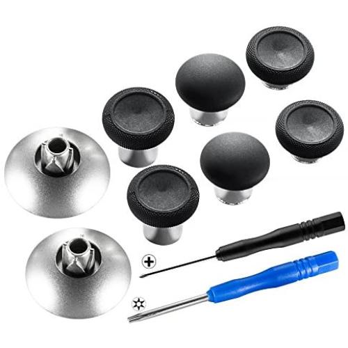 eXtremeRate 8 in 1 Black Metal Magnetic Thumbsticks Analog Joysticks for Xbox One, Xbox One Elite, Xbox One S, Xbox Series X, PS4 Slim, PS4 Pro, PS4 Controller with T8H Cross Screwdrivers