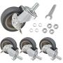 JEMVOTIC Caster Wheels, 1/2”-13x1”(Screw Diameter 1/2”, Screw height 1”) Threaded Stem Casters, 3” Grey Rubber Casters with Brake, Casters Set of 4, No Noise Swivel Casters, 4 Pack Locking Casters