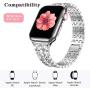 Fitlink Compatible with Apple Watch Band 38mm 40mm 42mm 44mm Series 6 Series 5 4 3 2 1 SE, Bling Dressy Jewelry Metal Adjustable Apple Watch Bands for Apple Watch 6/5/4/3/2/1