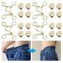 20pcs Upgraded Adjustable Nail-Free Waist Buckles, Premium 4 Sets Adjustable Waist Buckle Extender Set Jeans Extender Waist Extender Button for Pants Jeans, Reuseable Jean Buttons (Golden)