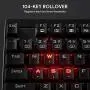 AUKEY Mechanical Keyboard Red Switch Gaming Keyboard with Red Backlit, 104 Keys 100% Anti-ghosting with Metal Top Panel and Water-Resistant Design for PC and Laptop Gamers, Black